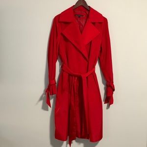 Special Edition By Shelly Walsh Tie Sleeve Raglan Trench Coat Jacket Red Size 10